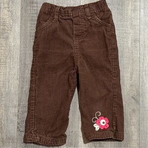💞 Baby Girl Size 18 Months Brown Corduroy Pants with Flower Accent
